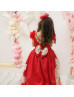 Red Beaded High Low Flower Girl Dress Birthday Dress